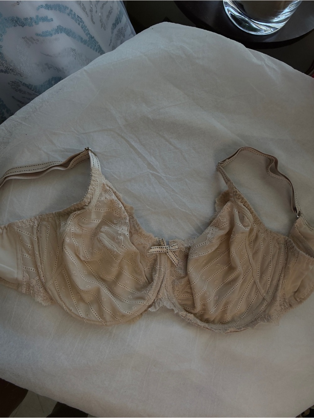 Olga Beige Sheer Lace Underwire Bra